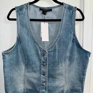 French Connection Denim Button-Up Vest